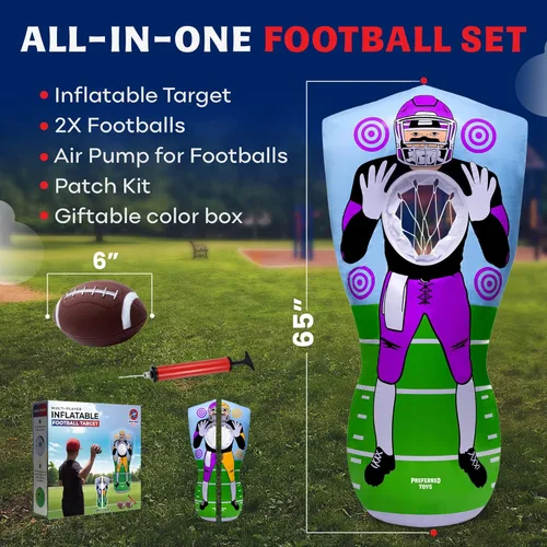Miniatura 2 de Preferred Toys Juego inflable de fútbol de 65 pulgadas, juego de lanzamiento de red de doble cara con mini bolas, juguete deportivo para fiestas