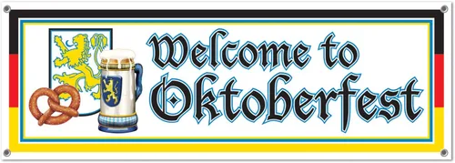 Cartel de bienvenida al Oktoberfest, accesorio para fiesta (1 unidad) (1 paquete), Paquete de 1, Multicolor