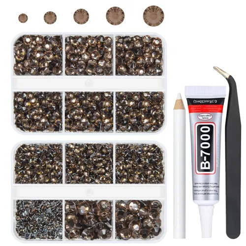 Miniatura 24 de qiipii Resina Metálica Plata Diamantes de Imitación con Parte Posterior Plana para Adornar Manualidades, Piedras Planas de 2mm-6mm, Gemas de Plata