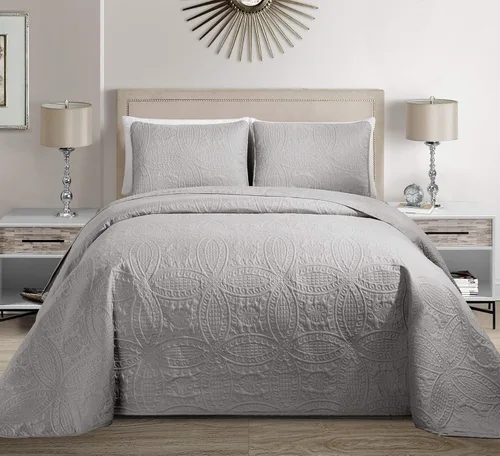 Miniatura 5 de Linen Plus Collection - Juego de colcha en relieve de 3 piezas Gris antracita