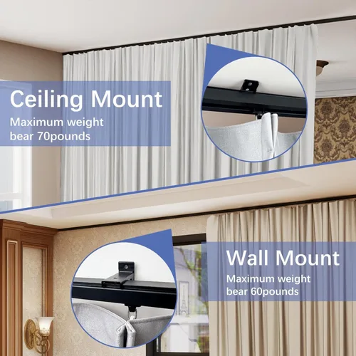 Miniatura 5 de Cortina de techo súper resistente, fácil de instalar, cortina deslizante suave para montaje en techo y pared, divisor de habitación, para sala
