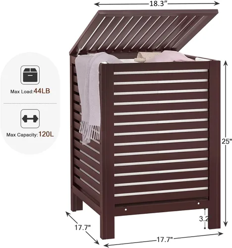Miniatura 8 de Homykic Paquete de cestas de bambú para almacenamiento y ropa sucia, color espresso