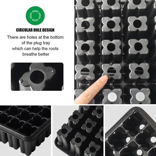 Miniatura 3 de Bandejas de Inicio de Semillas de Servicio Pesado con Cúpulas de Humedad de 5'' de Alto y Celdas Profundas de 2.75'' – Paquete de 3