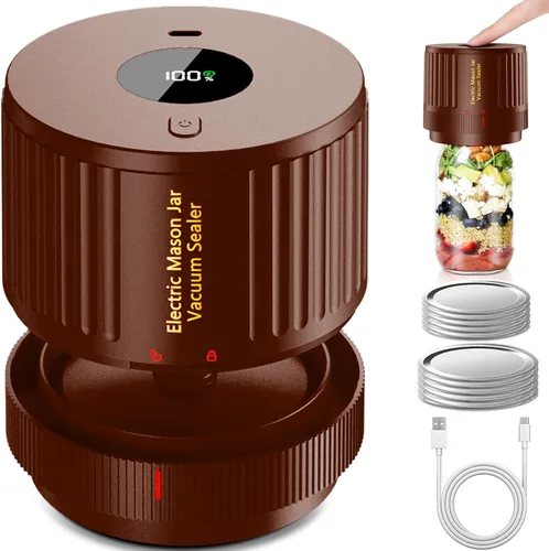 Miniatura 14 de LOVE MOMENT Kit de sellado al vacío de tarro de masón eléctrico para boca ancha y tarro de masón de boca regular, color azul