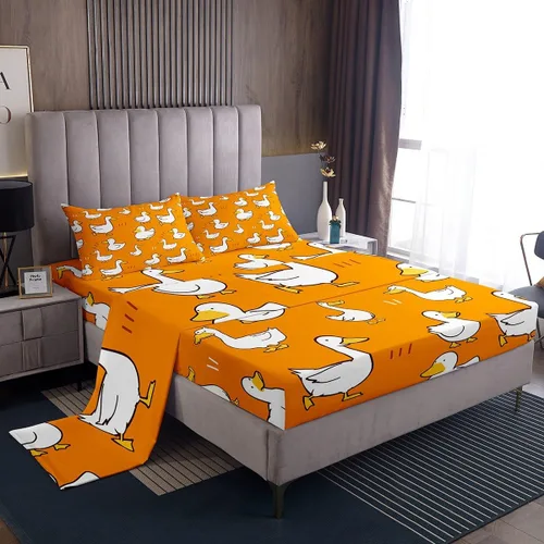 Miniatura 16 de Erosebridal Juego de sábanas para niños y niñas, diseño de pato amarillo, diseño de patos de dibujos animados, juego de ropa de cama de granja