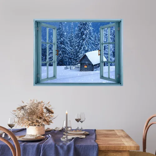 Miniatura 23 de wall26 Adhesivo de Pared Papá Noel Llevando Regalos Ventana Abierta Mural, No Se Despega y No Se Pega, Papel Tapiz No Tejido Decorativo