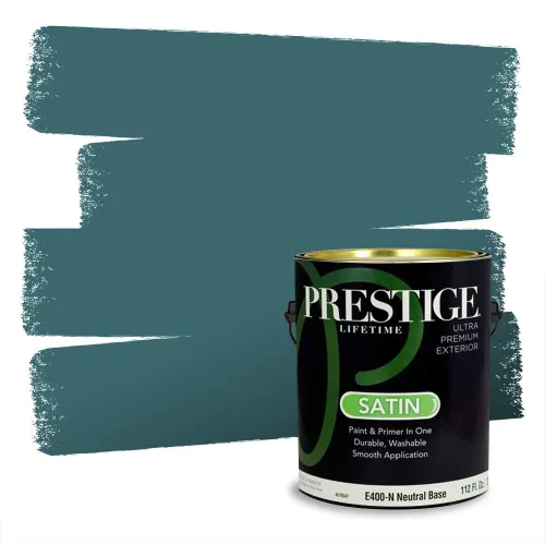 Miniatura 1406 de Pintura Exterior + imprimación PRESTIGE, todo-en-uno, 1 galón, acabado mate, color comparable al Valspar* Royal Gray* VS151-Gris real