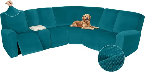 Miniatura 60 de Arfntevss Fundas de sofá seccional reclinable de terciopelo, Funda de sofá seccional de esquina para sofá reclinable, Funda elástica suave