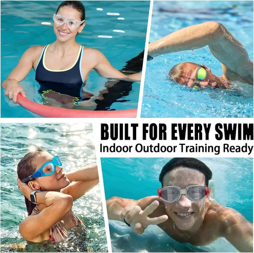 Miniatura 7 de Gafas de natación para adultos, transparentes, sin fugas, antiniebla, UV, gafas de natación de visión amplia para hombres y mujeres