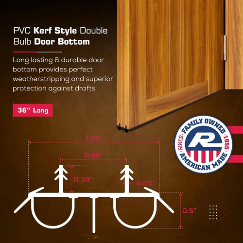 Miniatura 4 de Burlete inferior de puerta con sello de doble bombilla deslizante con ranura de 36 pulgadas – Sello duradero para eficiencia energética y protección