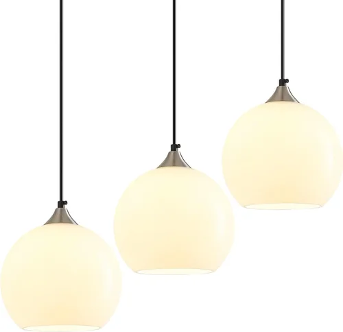 Miniatura 20 de Luces colgantes de cristal verde claro, iluminación de isla de cocina, luminarias de luz colgante de globo, iluminación colgante moderna
