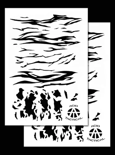 Miniatura 2 de Acid Tactical® Paquete de 2 plantillas de pintura en aerosol para aerógrafo de camuflaje de diseño único de 9 x 14 pulgadas, pistola Duracoat