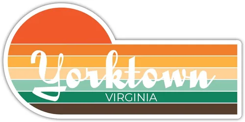 Yorktown Virginia - Adhesivo de 2 x 1.25 pulgadas, diseño estético retro vintage Sunset City años 70