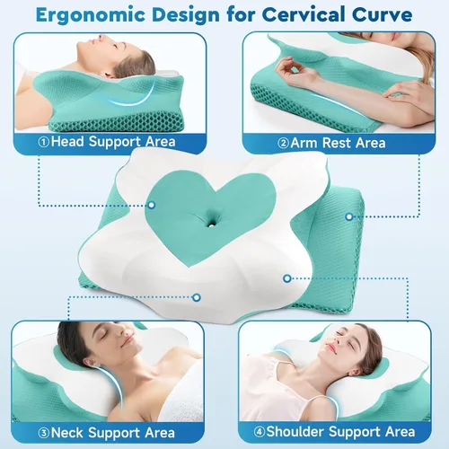 Miniatura 4 de CushZone Almohada Cervical para el Cuello, Almohadas de Espuma Viscoelástica de Soporte para el Cuello para Dormir, Almohada de Hombro para Personas