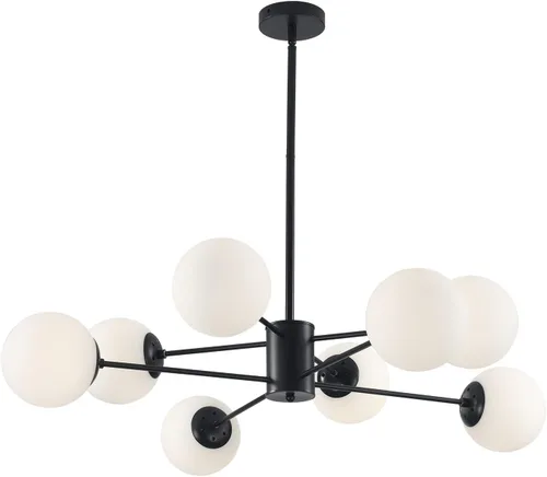 Miniatura 14 de KCO Lighting Modern - Lámpara de araña Sputnik de 6 luces con globo de vidrio transparente, lámpara colgante de techo ajustable de mediados de 6