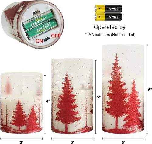 Miniatura 6 de Velas de Cristal sin Llama de Árbol de Navidad con Control Remoto Temporizador Operadas con Batería Cera Real Mecha 3D LED Parpadeantes Velas