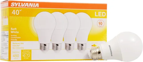 Miniatura 12 de Sylvania Bombilla LED, equivalente a 60 W A19, eficiente 8.5 W, base media, acabado esmerilado, 800 lúmenes, blanco suave, paquete de 4 (73888)