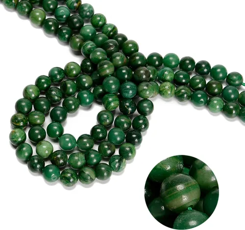 47 cuentas de jade esmeralda africana de 0.315 pulgadas (0.315 in), redondas naturales, sueltas, cuentas de piedra real, piedras preciosas genuinas