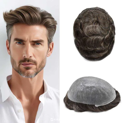 Miniatura 62 de Hombres Toupee Hair Thin Skin Men Human Hair Piece Men Toupee Cabello humano V-loop de aspecto natural Toupee Hombres Hairpiece Men Hair System