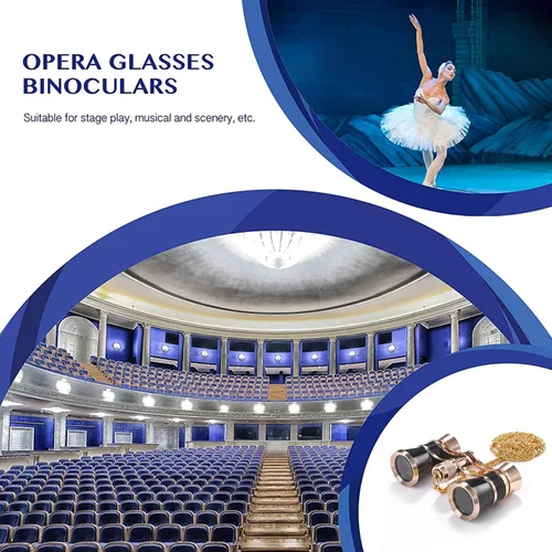 Miniatura 4 de Aroncent Gafas de Ópera Binoculares 3X25 Gafas de Teatro Mini Binoculares Compactos con Cadena para Adultos Niños Mujeres en Ópera Concierto Musical