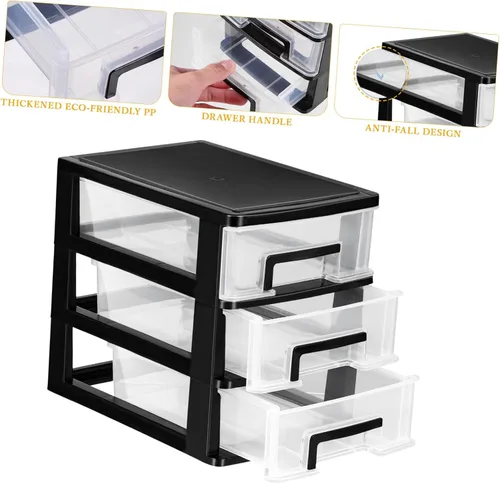Miniatura 5 de SEWACC Organizador de almacenamiento de cajones de escritorio transparente estante gabinete transparente de tres capas para una gestión eficiente