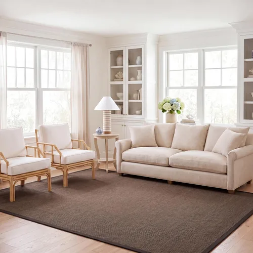 Miniatura 18 de Alfombra de sisal Safavieh, de color maíz y negro, tejida a mano, de la colección de fibras naturales; 5 x 8 pulgadas, NF441A, Tela, Gris / Gris