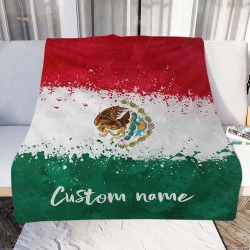 Miniatura 2 de Manta de México personalizada con nombre para hombres y mujeres, manta personalizada con bandera de México, manta de bandera mexicana, regalo