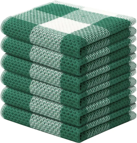 Miniatura 18 de Mordimy Toallas de cocina 100% algodón con tejido de gofre, 13 x 28 pulgadas, paños de cocina súper suaves y absorbentes para secar platos, paquete