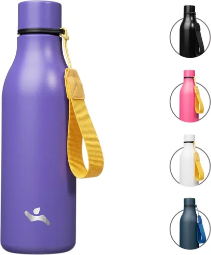 Miniatura 41 de Konokyo Botella de agua aislada con correa, botella de agua de acero inoxidable de 18 onzas de doble pared con aislamiento al vacío, frasco de Verde
