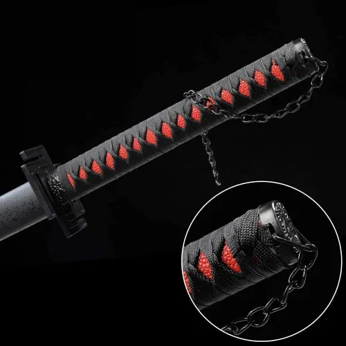 Miniatura 2 de Cosplay Anime Kurosaki Ichigo Shikai Zanpakutou Espadas Katana Samurai, hoja de cuchillo original de anime hecha de hoja de acero al carbono