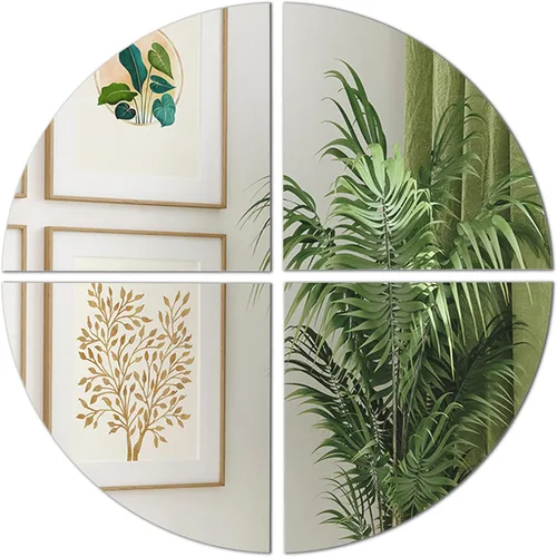 Americanflat Azulejos de espejo adhesivos – Juego de 4 espejos circulares para pared y decoración del hogar – Espejos adhesivos – Espejo de cristal
