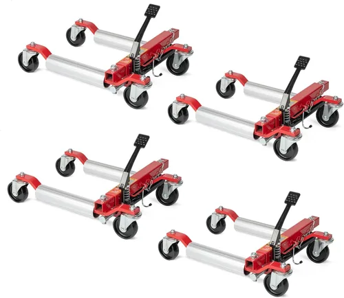 Miniatura 9 de TUFFIOM Juego de 2 gatos para ruedas de automóvil, patines hidráulicos de 1500 libras, gato de posicionamiento de vehículo de 12 pulgadas, rodillos