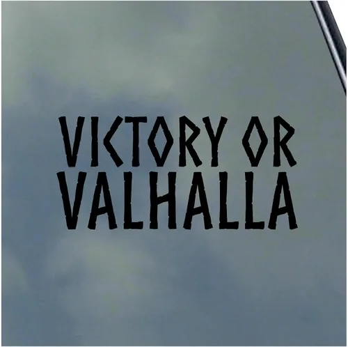Adhesivo de vinilo Victory or Valhalla Viking Asatru Thor Loki Runic Symbol Find Your Way Negro