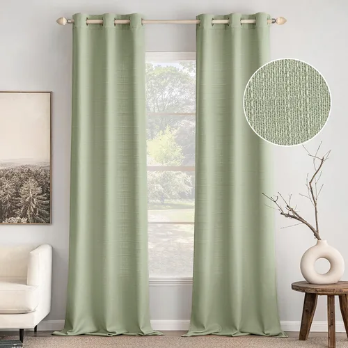Miniatura 14 de MIULEE Cortinas texturizadas de lino sintético marrón natural de 84 pulgadas de largo, juego de 2 paneles para sala de estar y dormitorio, tejido