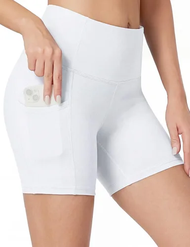 Miniatura 14 de Heathyoga Pantalones cortos de ciclismo para mujer, control de abdomen, pantalones cortos de entrenamiento de 5 pulgadas con bolsillos, cintura