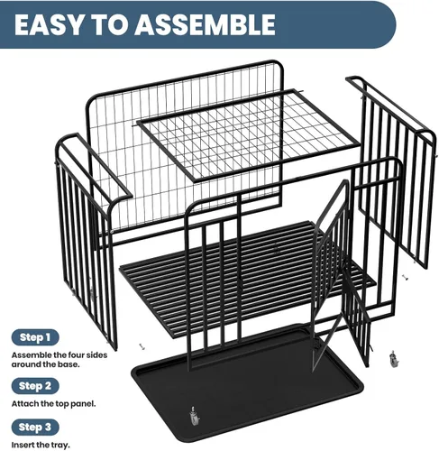 Miniatura 7 de Jaula para perros extra grande de 42 pulgadas, fácil de limpiar, con ruedas bloqueables, perrera indestructible para perros con ansiedad, resistente