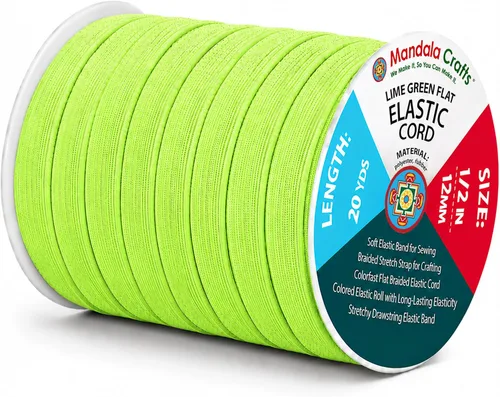 Miniatura 130 de Mandala Crafts - Rollo de cordón elástico plano para costura y manualidades Blanco