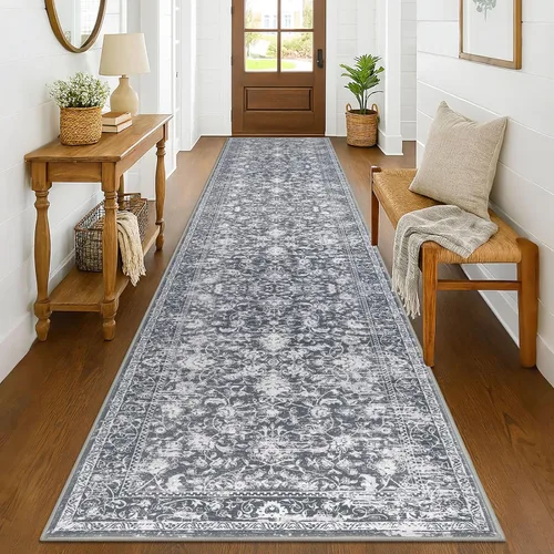 Miniatura 31 de KILOCOCO Alfombra lavable de 2 x 3 para entrada, estampado floral vintage, suave, antideslizante, azul, alfombras de cocina, tapete