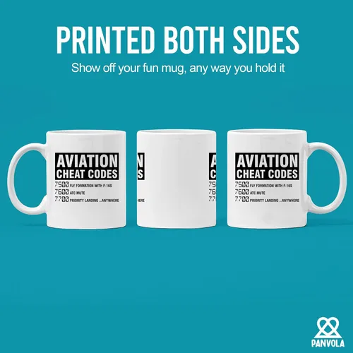 Miniatura 3 de Panvola Aviation Cheat Codes Pilot Airplane Aerospace Student Coffee Taza de cerámica (11 oz)