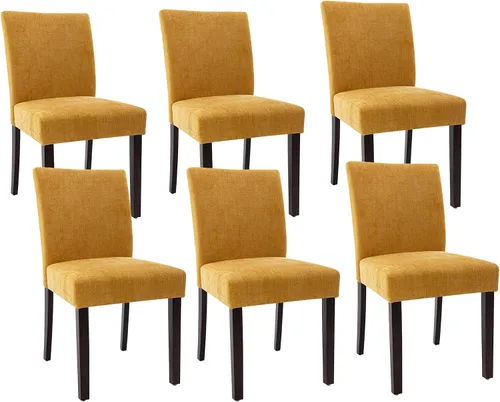 Miniatura 10 de Watson & Whitely Juego de 6 Sillas de Comedor Tapizadas, Sillas de Comedor de Tela sin Brazos con Patas de Madera Maciza y Respaldo para Cocina