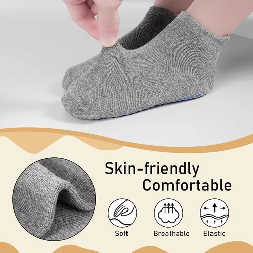 Miniatura 5 de HYCLES Calcetines de tobillo antideslizantes para niños pequeños, calcetín antideslizante para bebé, calcetines antideslizantes para niños de 1 a 7