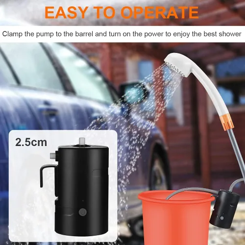 Miniatura 7 de Ducha portátil al aire libre, 2 modos de flujo, bomba de ducha alimentada por batería de 4400 mAh para senderismo/mochilero, viajes, playa