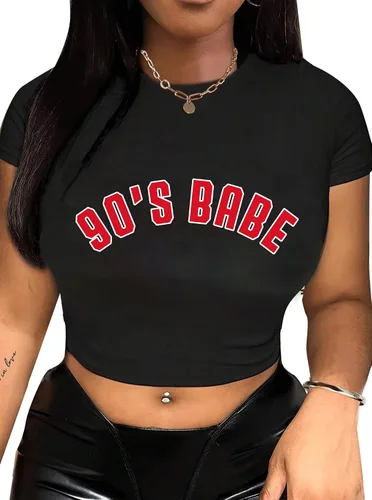 Hilinker Camisetas cortas de manga corta para mujer, camisetas vintage de verano lindas