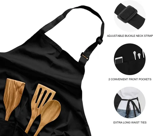 Miniatura 3 de Delantales de chef personalizados, delantal de cocina personalizado con nombre de foto, logotipo, 2 bolsillos, regalo de cocina para hornear