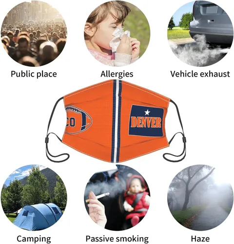 Miniatura 7 de Pasamontañas para adultos, hombres y mujeres, máscara ajustable para la boca, para fanáticos del fútbol con filtro, paquete de 3 (Denver B1)