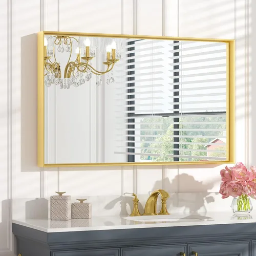 Miniatura 13 de Keonjinn - Espejo rectangular con marco negro para baño de 40 x 30 pulgadas, espejo de pared para sobre el lavabo, espejos de tocador de metal