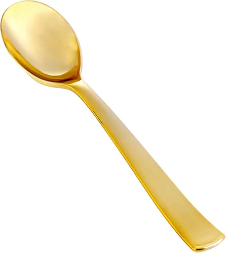 Miniatura 10 de YOUBET 50 tenedores de plástico dorado – Tenedores de plástico resistentes – cubiertos desechables dorados sólidos y duraderos para fiestas, picnic