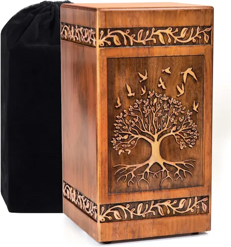 Miniatura 10 de Urnas de madera hechas a mano para cenizas humanas, adultos, machos y mujeres, 250 libras, grabadas con mariposa, caja de urna de cremación