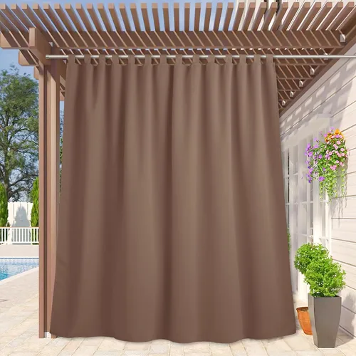 Miniatura 39 de RYB HOME - Cortinas opacas para interior y exterior, cortinas para patio o terraza, cortinas exteriores con pestaña Crema Beige