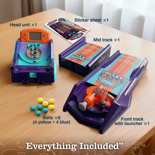 Miniatura 7 de Juego de Bola de Callejón — Juego de Mesa Electrónico de Rodar y Puntuar, Puntuación Automática con Luces y Sonido, Lanzador con Manija — 1-2
